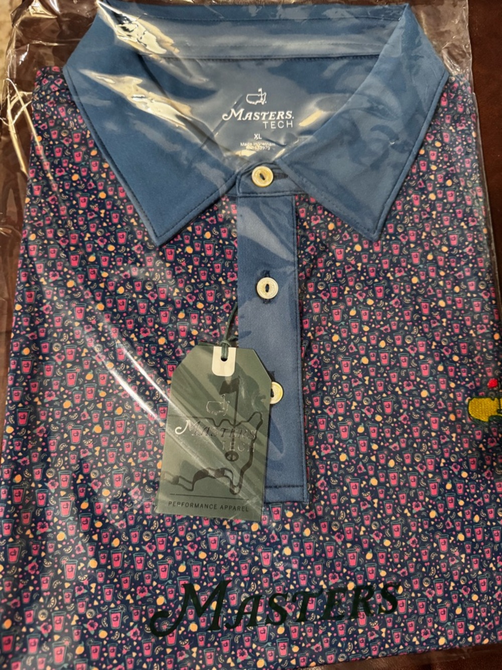 Masters Tech Men’s Blue Patterned Performance Shirt Polo 2026 Size XL
